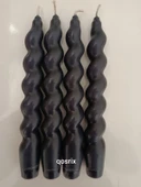 qosrix 4'lü Antrasit Gri Italyan Burgulu Şamdan Soya Mumu Doğal Kokulu Uzun Çubuk Konik Burgu Mum Spiral Dekoratif thumbnail 1