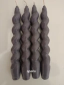 qosrix 4'lü Gri Italyan Burgulu Şamdan Soya Mumu Doğal Kokulu Uzun Çubuk Konik Burgu Mum Spiral Dekoratif thumbnail 1