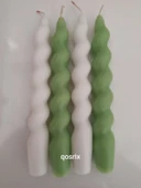 qosrix 'lü Beyaz Açık Yeşil Italyan Burgulu Şamdan Soya Mumu Doğal Kokulu Uzun Çubuk Konik Burgu Spiral Mum thumbnail 1