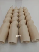 qosrix 4'lü Krem Italyan Burgulu Şamdan Soya Mumu Doğal Kokulu Uzun Çubuk Konik Burgu Mum Spiral Dekoratif - 2