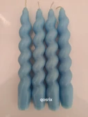 qosrix 4'lü Açık Mavi Italyan Burgulu Şamdan Soya Mumu Doğal Kokulu Uzun Çubuk Konik Burgu Mum Spiral Dekoratif - 1