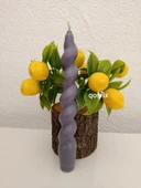 qosrix 4'lü Gri Italyan Burgulu Şamdan Soya Mumu Doğal Kokulu Uzun Çubuk Konik Burgu Mum Spiral Dekoratif thumbnail 3