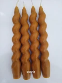 qosrix 4'lü Hardal Sarısı Italyan Burgulu Şamdan Soya Mumu Doğal Kokulu Uzun Çubuk Konik Burgu Mum Spiral Dekoratif thumbnail 1