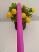 qosrix 5'li Açık Pembe Şamdan Soya Mumu 1. Kalite Soya Doğal Pudra Kokulu Uzun Çubuk Konik Mum Dekoratif - 3