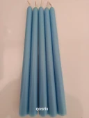 qosrix 5'li Açık Mavi Şamdan Soya Mumu 1. Kalite Soya Doğal Pudra Kokulu Uzun Çubuk Konik Mum Dekoratif - 1