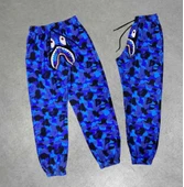 İki İplik Mevsimlik Bape Nakişli Eşofman Pantolon - Mavi - 1