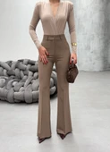 230 Gr Poly Viscose Full Lycra İspanyol Paça Pantolon - 3