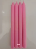 qosrix 4'lü Pudra Pembe Şamdan Soya Mumu 1. Kalite Soya Doğal Pudra Kokulu Uzun Çubuk Konik Mum Dekoratif thumbnail 2