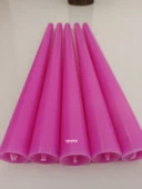 qosrix 5'li Açık Pembe Şamdan Soya Mumu 1. Kalite Soya Doğal Pudra Kokulu Uzun Çubuk Konik Mum Dekoratif - 2