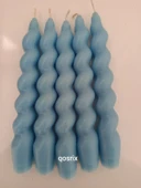 qosrix 5'li Açık Mavi Italyan Burgulu Şamdan Soya Mumu Doğal Kokulu Uzun Çubuk Konik Burgu Spiral Mum Dekoratif - 1