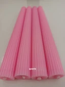 qosrix 4'lü Pudra Pembe Şamdan Soya Mumu 1. Kalite Soya Doğal Pudra Kokulu Uzun Çubuk Konik Mum Dekoratif thumbnail 1