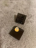 Tırtıklı Siyah Renkli Mega Boy Kare Şekil Gold Aksesuarlı Epoksi Küpe El Yapımı Hediyelik thumbnail 6