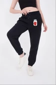 Üç İplik Lastikli Baskılı Eşofman Pantolon - Lacivert - 1