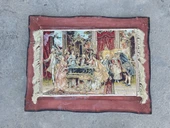 Fransız Aile Toplantısı Temalı İran Tebriz Halı Tablo 95x75 cm - Duvar Halı Kilim Tablo - 10