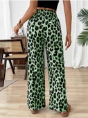 Kadın Süprem Kumaş Beli Lastikli Leopar Desen Pantolon - 2