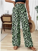 Kadın Süprem Kumaş Beli Lastikli Leopar Desen Pantolon - 1