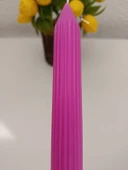 qosrix 5'li Açık Pembe Şamdan Soya Mumu 1. Kalite Soya Doğal Pudra Kokulu Uzun Çubuk Konik Mum Dekoratif - 3