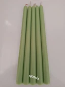 qosrix 5'li Açık Yeşil Şamdan Soya Mumu 1. Kalite Doğal Vanilya Kokulu Uzun Çubuk Konik Mum Dekoratif - 1