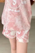 Kız Çocuk Florida Yazı Baskılı Penye T-Shirt Pudra Şortlu Takım thumbnail 11