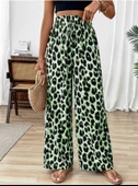 Kadın Süprem Kumaş Beli Lastikli Leopar Desen Pantolon - 3