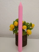 qosrix 5'li Pudra Pembe Şamdan Soya Mumu 1. Kalite Soya Doğal Pudra Kokulu Uzun Çubuk Konik Mum Dekoratif thumbnail 4