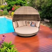 World Daybed | 200 cm Rattan Bahçe Kral Yatağı - 11