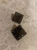 Tırtıklı Füme Renkli Büyük Boy Kare Şekil Gold Aksesuarlı Epoksi Küpe El Yapımı Hediyelik - 4