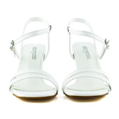 Erkan Saçmacı Roseline Beyaz Önü Arkası Açık Bantlı Tokalı Kadeh Topuklu Abiye Gelin Ayakkabısı - 4