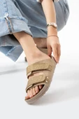 Albishoes Esnek Ayarlanabilir İki Cırtlı Anatomik Comfort Cool Rahat Kadın Günlük Sandalet Terlik - 3