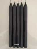 qosrix 5'li Antrasit Gri Şamdan Soya Mumu 1. Kalite Doğal Vanilya Kokulu Uzun Çubuk Konik Mum Dekoratif - 1