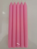 qosrix 5'li Pudra Pembe Şamdan Soya Mumu 1. Kalite Soya Doğal Pudra Kokulu Uzun Çubuk Konik Mum Dekoratif thumbnail 1