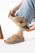 Albishoes Esnek Ayarlanabilir İki Cırtlı Anatomik Comfort Cool Rahat Kadın Günlük Sandalet Terlik - 4