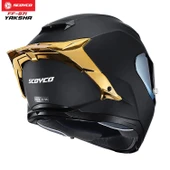 SCOYCO FF-871 YAKSHA MAT SİYAH-GOLD GÜNEŞ VİZÖRLÜ KAPALI KASK (GOLD CAMLI) thumbnail 5