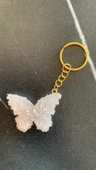 Sedefli Pudra Renkli Kelebek Şekil 3D Kabartmalı Gold Halka Anahtarlık El Yapımı Epoksi Hediyelik thumbnail 3