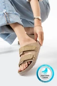 Albishoes Esnek Ayarlanabilir İki Cırtlı Anatomik Comfort Cool Rahat Kadın Günlük Sandalet Terlik - 1