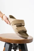 Albishoes Esnek Ayarlanabilir İki Cırtlı Anatomik Comfort Cool Rahat Kadın Günlük Sandalet Terlik - 5