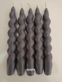 qosrix 5'li Gri Italyan Burgulu Şamdan Soya Mumu Doğal Kokulu Uzun Çubuk Konik Burgu Spiral Mum Dekoratif thumbnail 1