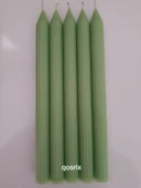 qosrix 5'li Açık Yeşil Şamdan Soya Mumu 1. Kalite Doğal Vanilya Kokulu Uzun Çubuk Konik Mum Dekoratif thumbnail 1