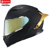 SCOYCO FF-871 YAKSHA MAT SİYAH-GOLD GÜNEŞ VİZÖRLÜ KAPALI KASK (GOLD CAMLI) thumbnail 1
