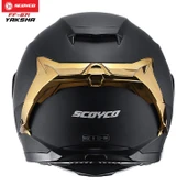 SCOYCO FF-871 YAKSHA MAT SİYAH-GOLD GÜNEŞ VİZÖRLÜ KAPALI KASK (GOLD CAMLI) thumbnail 6