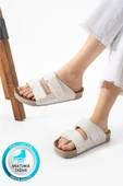 Albishoes Esnek Ayarlanabilir İki Cırtlı Anatomik Comfort Cool Rahat Kadın Günlük Sandalet Terlik - 1