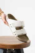Albishoes Esnek Ayarlanabilir İki Cırtlı Anatomik Comfort Cool Rahat Kadın Günlük Sandalet Terlik - 4