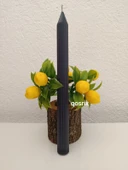 qosrix 5'li Antrasit Gri Şamdan Soya Mumu 1. Kalite Doğal Vanilya Kokulu Uzun Çubuk Konik Mum Dekoratif - 4