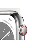 Apple Watch Series 8 GPS + Cellular 41mm Gümüş Paslanmaz Çelik Kasa ve Beyaz Spor Kordon - Regular - 3