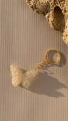 Sedefli Beyaz Renkli Kelebek Şekil 3D Kabartmalı Gold Halka Anahtarlık El Yapımı Epoksi Hediyelik - 5