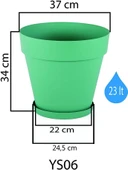 Serinova YS06 Yalı Saksı Drenaj Aparatlı Tabaklı Dekoratif Saksı 37cm, 23 Litre Kirli Beyaz - 2