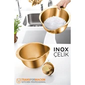 Pirinç Süzgeci Makarna Salata Süzgeci 304 Inox Paslanmaz Çelik - 1