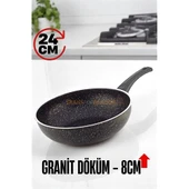 Granit Döküm 8 Cm Derin Wok Tava - Yapışmaz Wok Tava - 24 Cm - 1