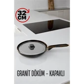 Granit Döküm Tava Paslanmaz Çelik Kapaklı -Yapışmaz Taban 32 Cm - 1