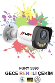 FURY 5 Kameralı 4 Warm Led Gece Renkli Görüş-Cepten İzle-Su Geçirmez Güvenlik Kamerası Seti 500GB - 5